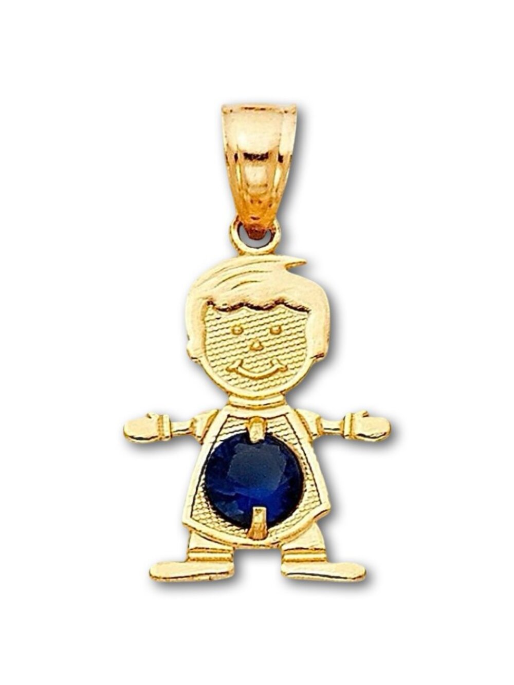 14K Solid Gold September Birthstone Boy Charm By Tehrani Jewelry